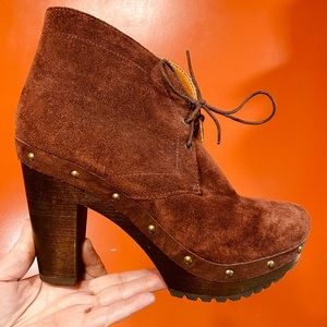 09 - Madewell 1937 Footwear Suede Platform Ankle Boots Sz 8 EUC